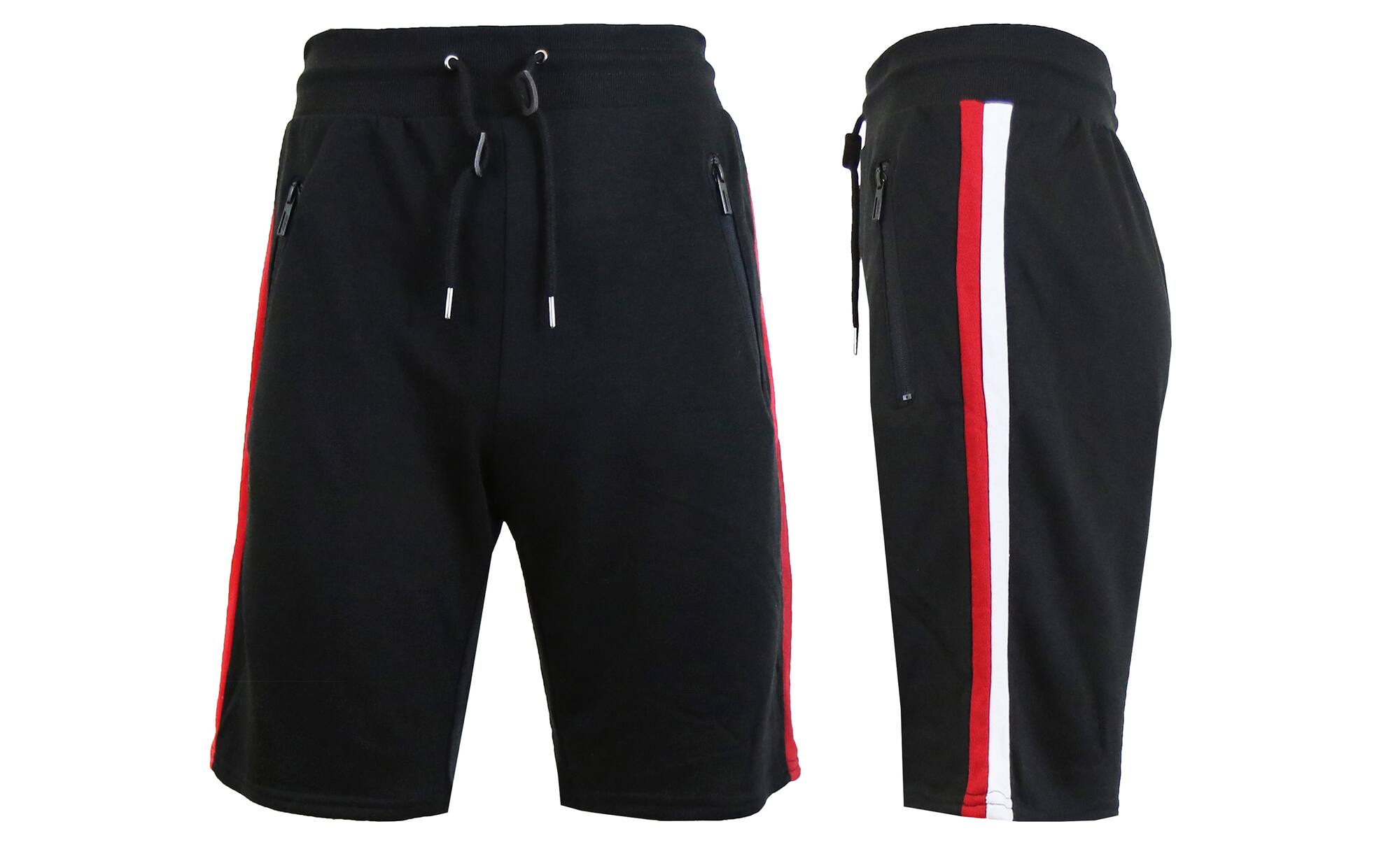 Galaxy By Harvic French Terry Sweat Shorts With Contrast Trims & Side Zipper Pockets